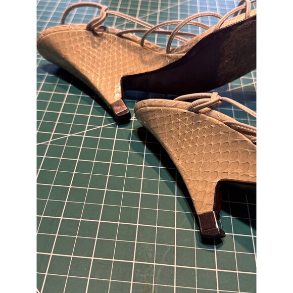 Louis Vuitton Womens Pale Sage Python Leather Strappy Heels Size 37 size 7 - Picture 4 of 7